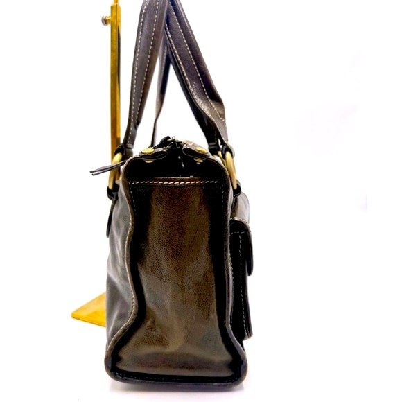 Auth Celine Vintage Olive Green Polished Leather Tote Bag Purse Handbag Preloved - Picture 5 of 16